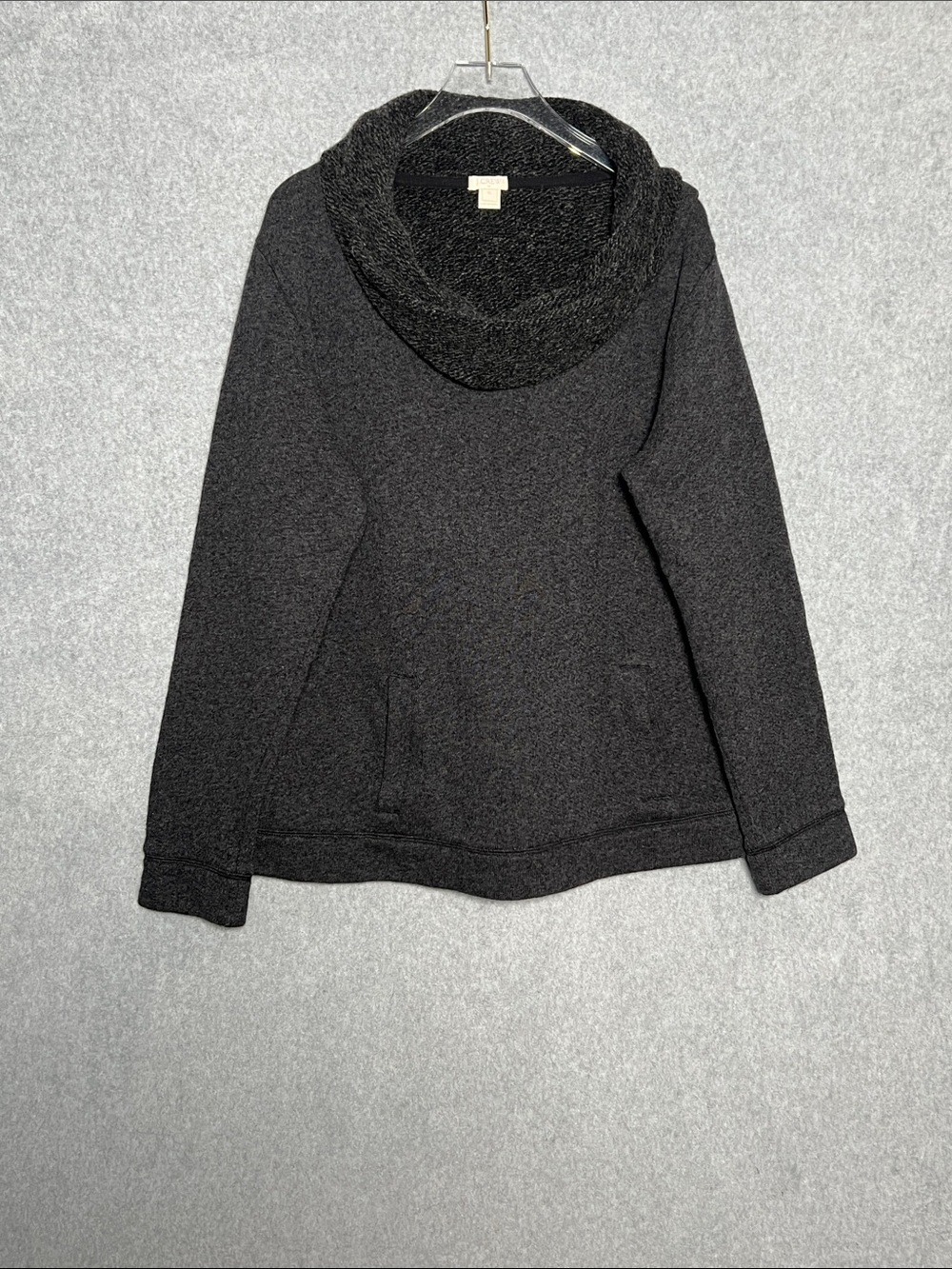 J. Crew XL Charcoal Gray Cowl Neck Sweater Knit Pullover Wool Blend Cozy
